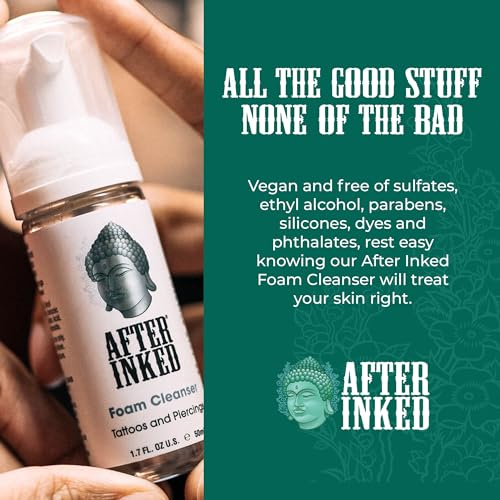 Tattoo & Piercing Aftercare Foam Cleanser for Body Modifications - Gentle Soap for Ear, Nose, and Belly Button - 1.7 oz Bottle