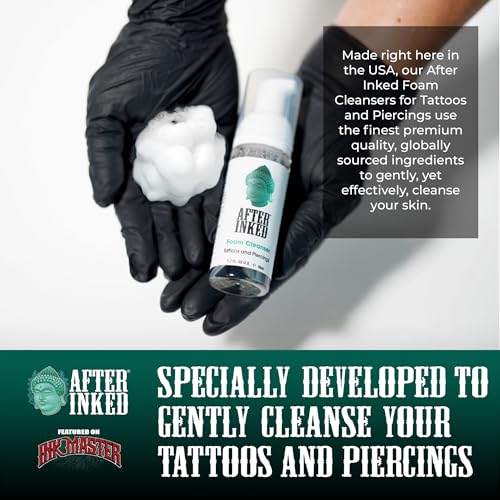 Tattoo & Piercing Aftercare Foam Cleanser for Body Modifications - Gentle Soap for Ear, Nose, and Belly Button - 1.7 oz Bottle